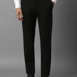 Louis Philippe Black Slim Fit Checks Trousers-picture-22