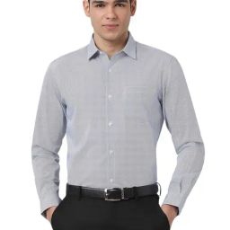 Peter England Grey Cotton Slim fit Geometric Shirt-image-37