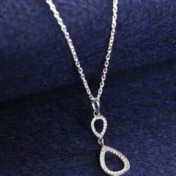 Clara 925 Silver Platinum Plated Swiss Zirconia Serenity Pendant Chain Necklace Gift for Women-image-30