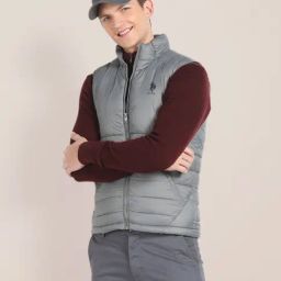 U.S. Polo Assn. Grey Regular Fit Quilted Hooded Jacket-image-5