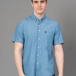 Red Tape Steel Blue Cotton Regular Fit Shirt-picture-7