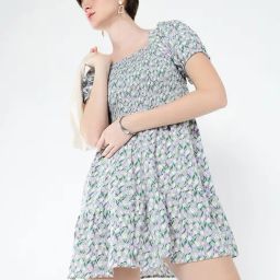 SHOWOFF Multicolor Floral Print Fit & Flare Dress-picture-13