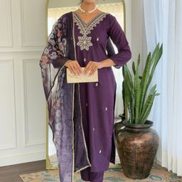 Navlik Women Embroidered Regular Kurta with Trousers & With Dupatta-picture-9