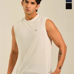 EAZY Pack Of 3 Men Round Neck Dry-Fit Cotton Gym Vests-picture-17