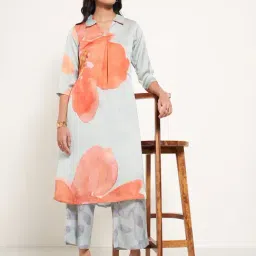 Rangmanch By Pantaloons Grey Regular Fit Printed Kurta-image-38