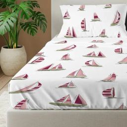 Urban Space Maroon Cotton Printed 144 TC Double Flat Bedsheet with 2 Pillow Covers-picture-24