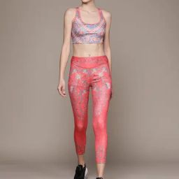 Label Ritu Kumar Red Printed Sports Bra And Tights Co-Ord Set-68