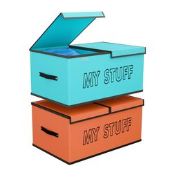 Kuber Industries Orange & Green 2 Pieces Drawer Organiser With Lid image 4