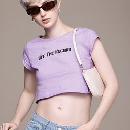The Roadster Life Co. Pure Cotton Typography Printed Crop T-shirt-image-52