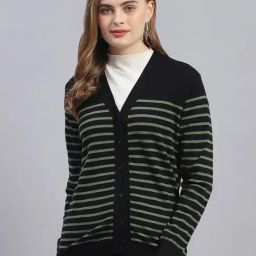 Monte Carlo Black & Green Wool Striped Cardigan-picture-43