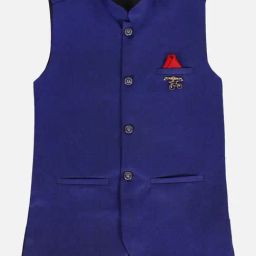 Fourfolds Kids Blue Regular Fit Waistcoat-image-53