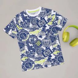 Pantaloons Junior Boys Lily White & Navy Cotton Printed T-Shirts-image-73