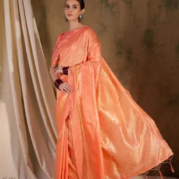 DEVATITHI Peach Banarasi Silk Saree-image-88