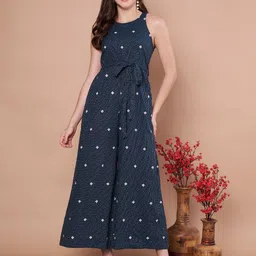 Anouk Women Cotton Round Neck Sleeveless Printed Culotte Jumpsuit-39