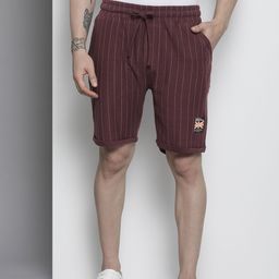 The Indian Garage Co Men Maroon Striped Shorts-image-17
