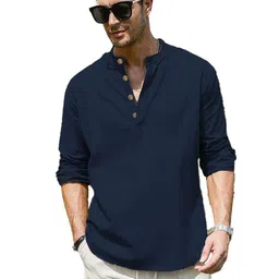 Yugnik Men Mandarin Collar Roll-Up Sleeves Cotton Kurta-picture-21