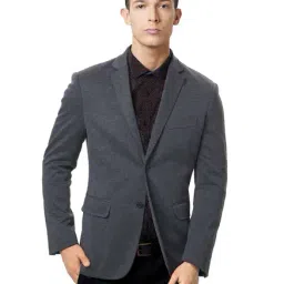 Basics Charcoal Notched Lapel Blazer-image-22