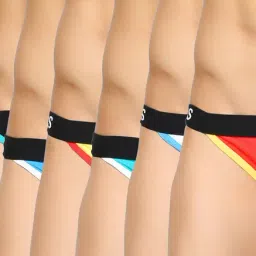 BASIICS by La Intimo Red, Blue & Yellow Printed Briefs (Pack of 6)-picture-34