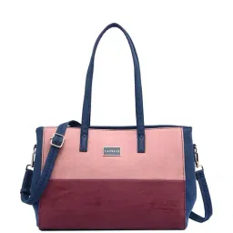 Caprese Meridet Red & Pink Color Block Medium Shoulder Handbag-image-9
