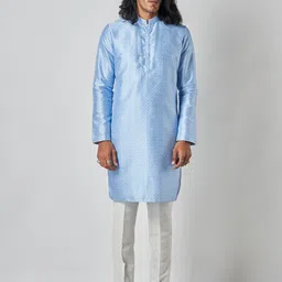 Bubber Blu Benito Geometric Printed Mandarin Collar Straight Kurta-image-16