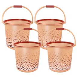 Aura Brown 4 Pieces Geometric Printed Bucket - 24 L Each-2