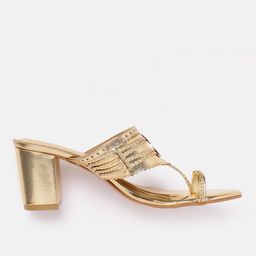 House of Pataudi Open Toe Woven Design Block Heels image 3