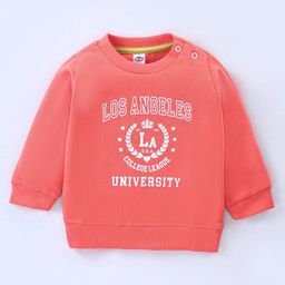 Zero Fleece Full Sleeves LA Print Sweatshirts Loose Fit - Orange-image-77