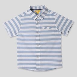 Somersault Half Sleeves Horizontal Striped Shirt - Multi Colour & Blue-image-24