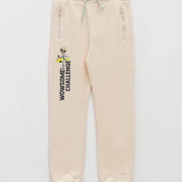 LC Waikiki Cotton Polyester Elastic Waist Placement Text  Printed   Joggers  - Beige-picture-40