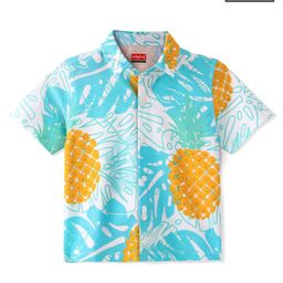 Babyhug 100% Cotton Knit Half Sleeves Shirt Pineapple Print - Blue-image-61