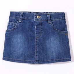 ToffyHouse Cotton Mid Thigh Length Solid Color Stretchable Denim Skirt - Blue-image-33