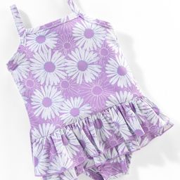 Babyhug V Cut Sleeveless Frock Style Swimsuit Floral Print - Multicolour-image-63