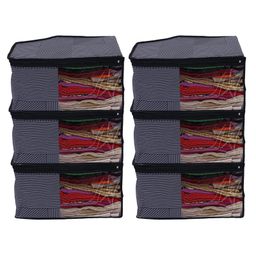 Kuber Industries Non-Woven Lining Print Foldable Blouse CoverClothes Organizer For Home & Traveling With Front Window Extra Large Pack of 6,Gray,-20