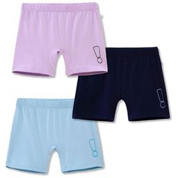 Plan B Pack Of 3 Brand Logo Printed Cycling Shorts - Lavender Blue & Navy Blue-image-90