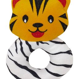 SnugglePuff Soft Tiger Rattle, Embroidered Face  Orange-22