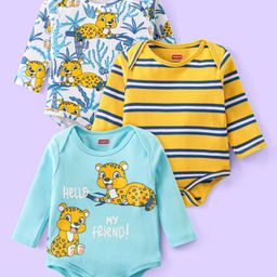 Babyhug 100% Cotton Onesies - Pack of 3-image-43