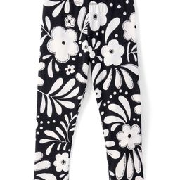 CrayonFlakes Full Length Floral Printed Super Stretchable Leggings - Black-picture-21