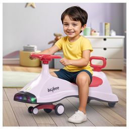 Baybee Primo Kids Magic Swing Cars for Kids | Push Ride on Baby Car with 360° Steering, LED Lights, Music & Storage | Twister Ride on Toy Kids Car | Magic Car for Kids (Pink)-16