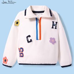 Arias Cotton Knit Full Sleeves High Neck T-Shirt With Text & Floral Embroidery - White-image-69