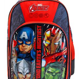 Avengers Single compartment with PVC embossed Front Pocket School Bag Red & Black -Height 14 inches-image-11