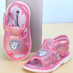 Cute Walk by Babyhug Velcro Closure Sandal With Mesh - Pink-picture-44