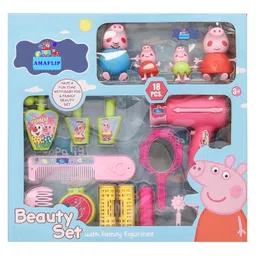 NIYAMAT Pig 4 Family Figures and Beauty Set with Makeup Accessories, Preschool Toys for Girls & Boys 3 Years and Up, Birthday Gift Toys for Kids - Multicolor-picture-45