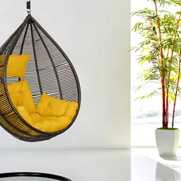 Swingzy Black & yellow Egg-Shaped Hammock Swing Chair With Cushion-50