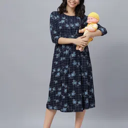 Mammas Maternity Floral Print Maternity Empire Midi Dress-image-12