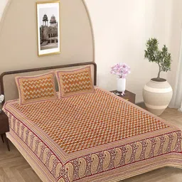 FrionKandy Living Brown 180 TC King Bedsheet with 2 Pillow Covers-picture-41
