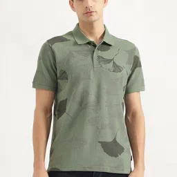 United Colors of Benetton Men Floral Printed Polo Collar Cotton T-shirt-image-51