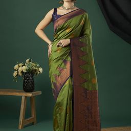 KAYOMMI Woven Design Zari Pure Silk Banarasi Saree-image-8