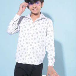 Crimsoune Club Kids White Printed Full Sleeves Shirt-image-113