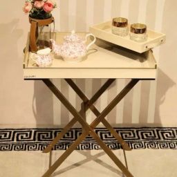 Casagold Croco Cream Pu Leather Foldable Tray with Metal Stand & Small Tray-37