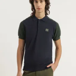 United Colors Of Benetton Blue Cotton Regular Fit Texture Polo T-Shirt-picture-37
